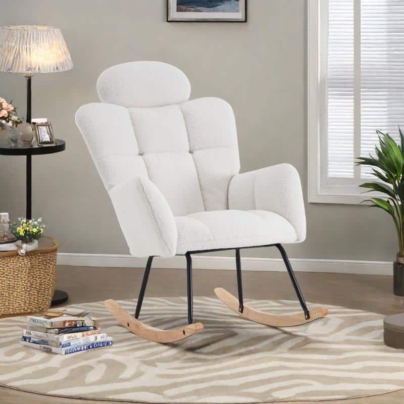 Teddy Fabric Nursery Rocking Chair with Headrest