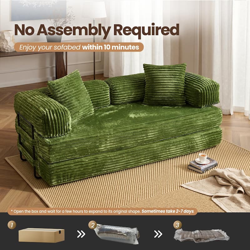 OVIOS Supreme Soft Fluffy Loveseat Sleeper Sofa