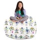 preview thumbnail 19 of 187, Kids Bean Bag Chair Cover Stuffed Animal Storage or Toy Organizer 48 Inch Extra Large - Canvas Robots on White