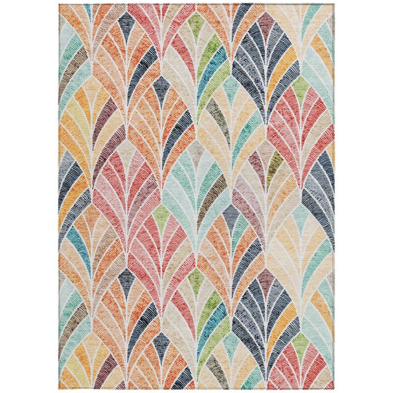 HomeRoots Geometric Transitional Rectangle Outdoor Rug