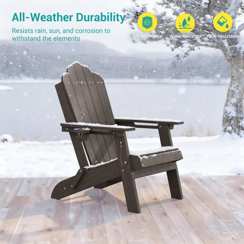 Foldable HDPE Adirondack Chair All-Weather W/ Cup Holder