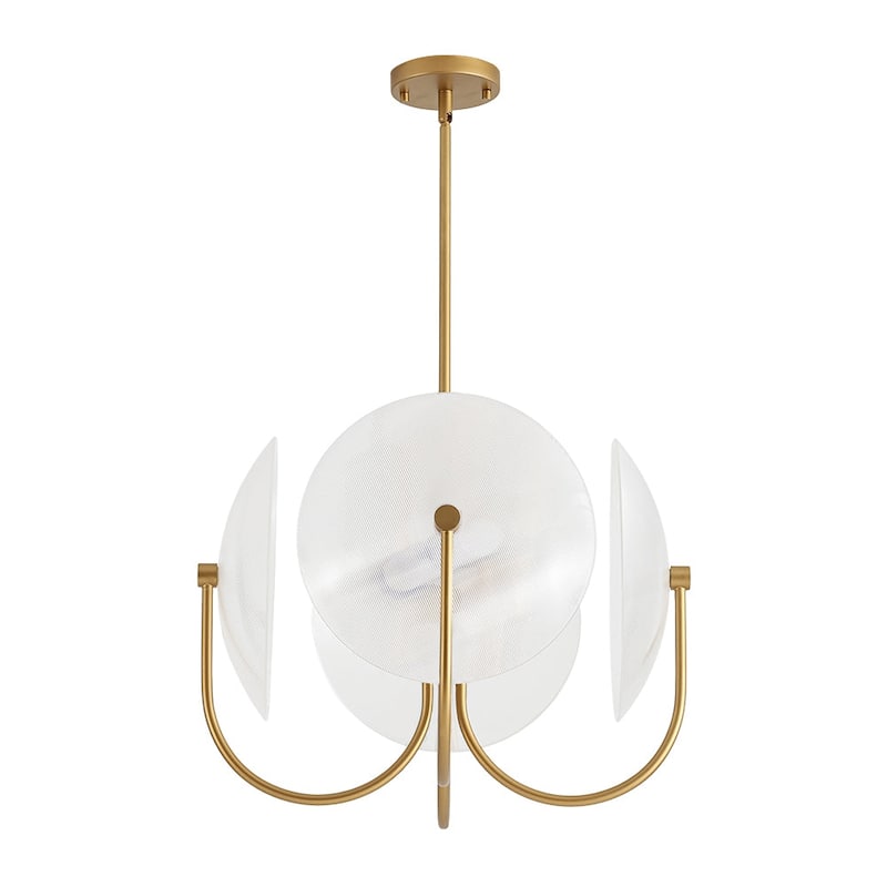 Designer 4-Light White Glass Disc Sphere Sputnik Chandelier 20in