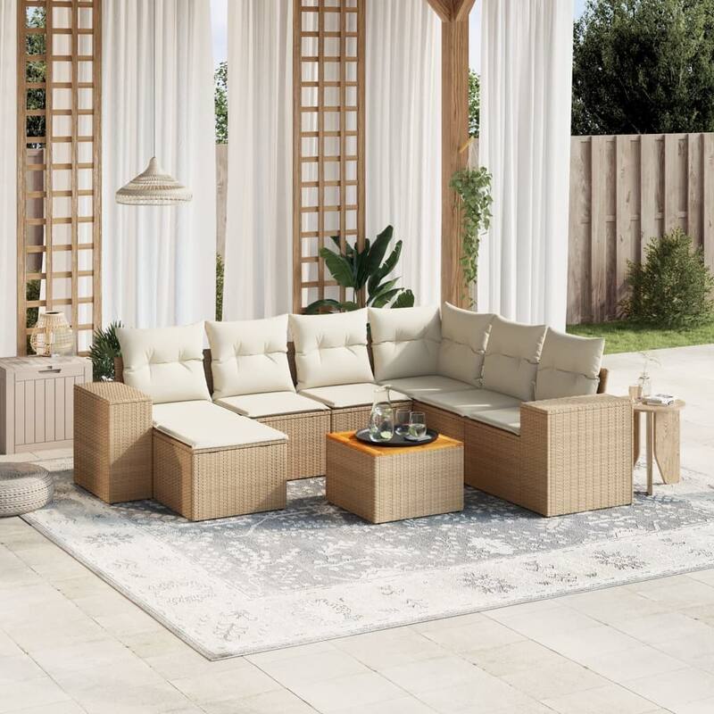 vidaXL Garden Sofa Set Black - Beige and cream Large