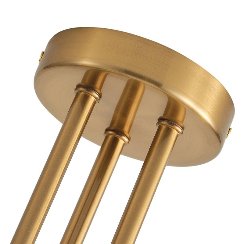 Modern Brushed Brass Semi Flush Mount Ceiling Light Fixture with White Globe Glass Shade