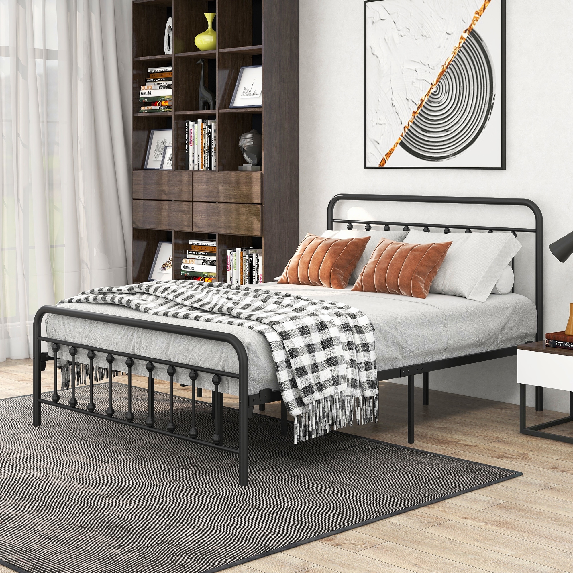Metal Platform Bed Frame with Headboard