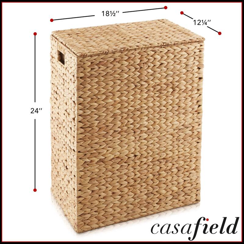 Large Laundry Hamper Basket w Lid and Liner Water Hyacinth