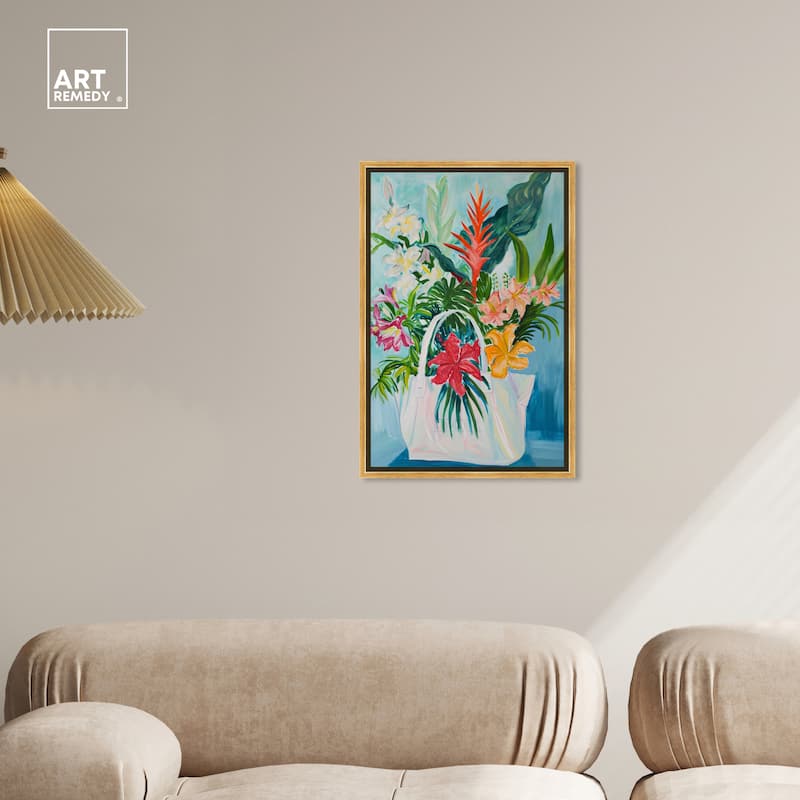 Art Remedy Tropical Flower Bag Framed Flowers In Vase Paintings