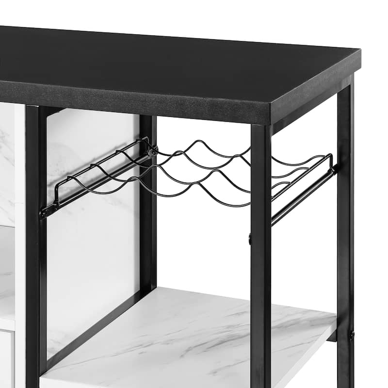 Ledel 35.4-inch Rolling Kitchen Island Cart With Wine Rack And Shelves