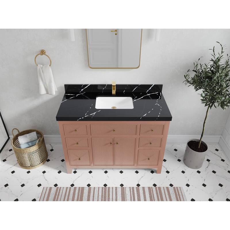 Willow Collections 48 in W x 22 in D Sonoma Free Standing Reeded Single Sink Bathroom Vanity with Countertop