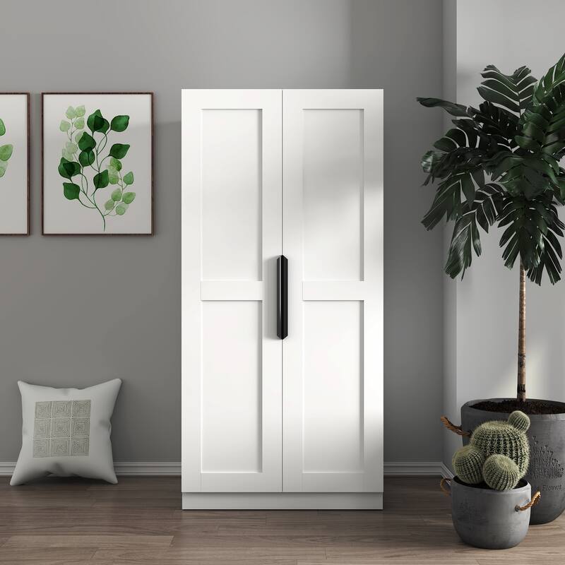 GDF Studio - Lenorr Modern 62.99" Tall Freestanding Kitchen Pantry Cabinet with Multi-Level Shelves and Storage Doors