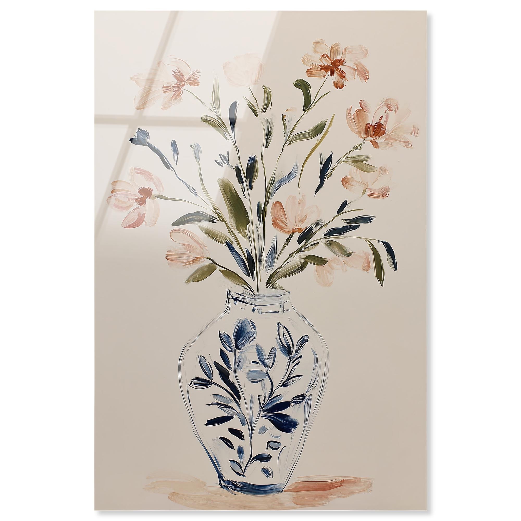 Vase with Blooming Flowers Floral Decor Acrylic Print by Art Remedy