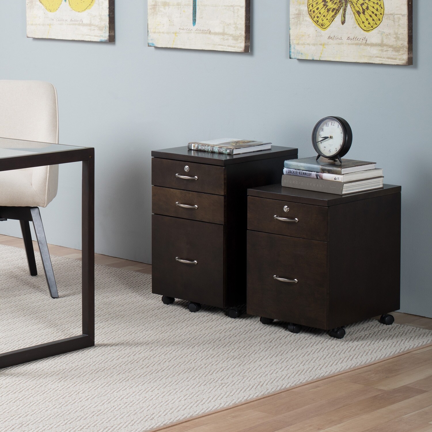 Offex Home Office Newel 3 Drawer Wooden File Cabinet With Casters Home Kitchen Mobile File Cabinets