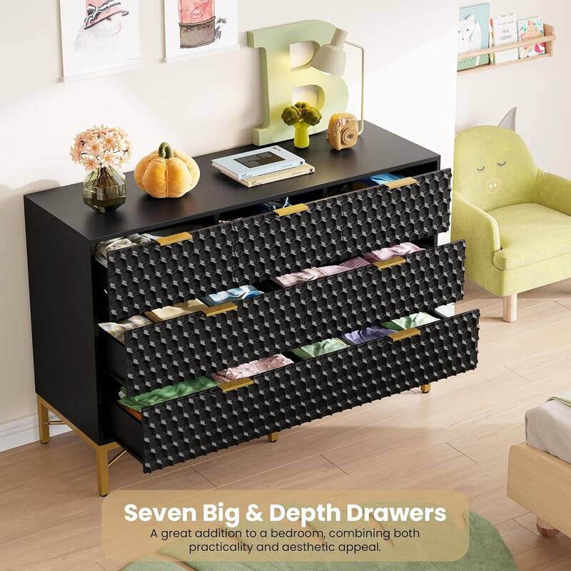 Simply Modern Chest of Drawers, 7 Drawer Dresser for Bedroom, Living Room, Hallway
