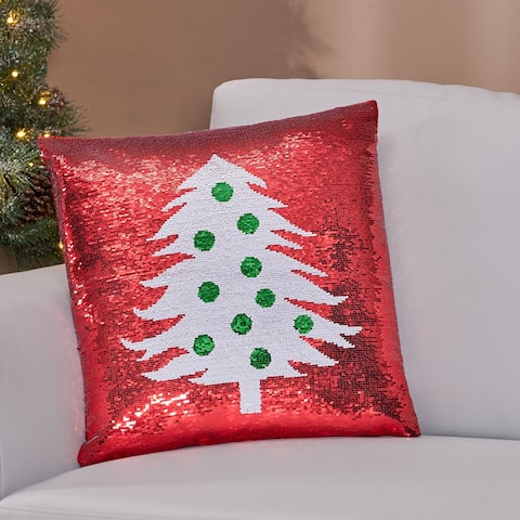 Texola Glam Sequin Christmas Throw Pillow Cover by Christopher Knight Home