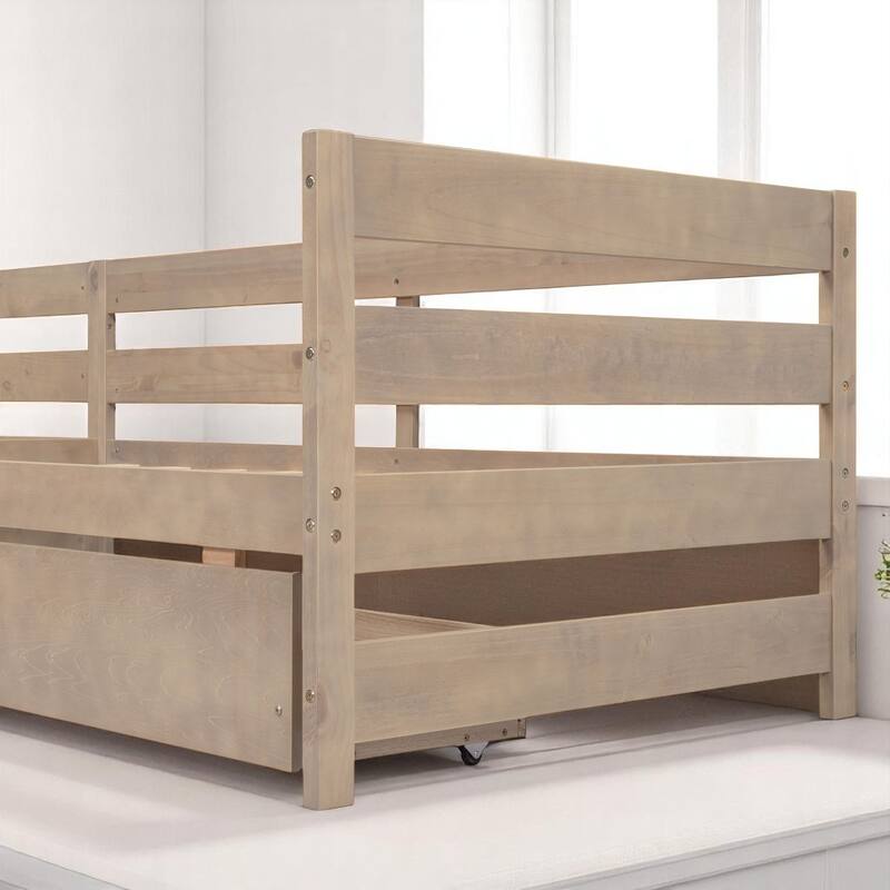 Twin L-Shaped Wooden Platform Bed with Storage Drawers - No Box Spring Needed, Space-Saving Layout
