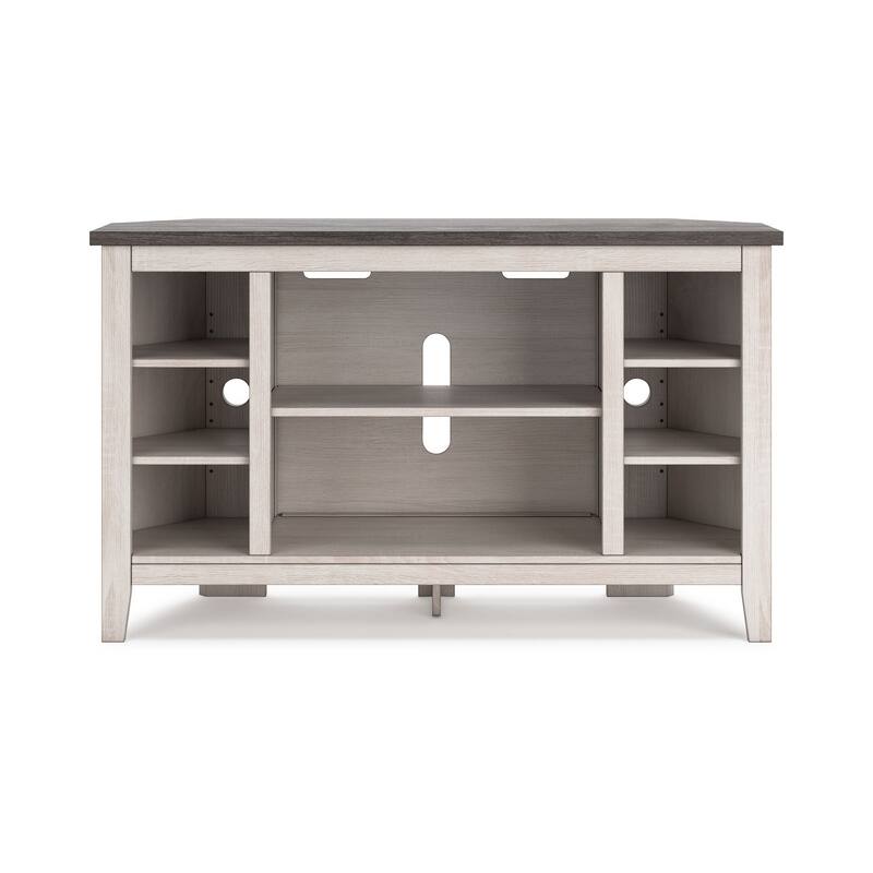 Elia Corner TV Media Console, Slot For Fireplace Insert, 48 Inch White