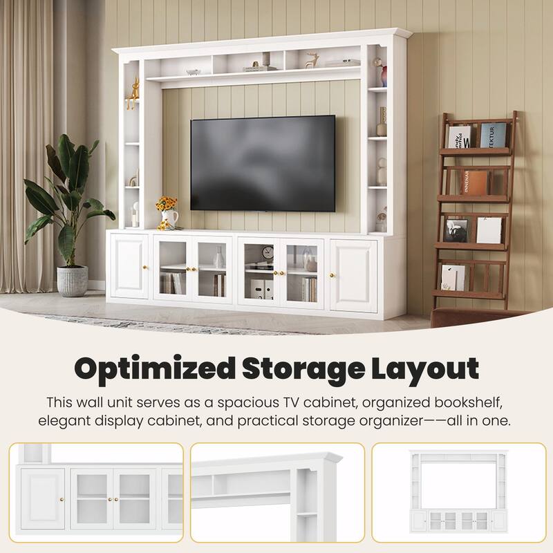 4-Piece Modern Entertainment Center Wall Unit with Bookshelves - All-in-1 Large TV Stand for TVs Up to 80"