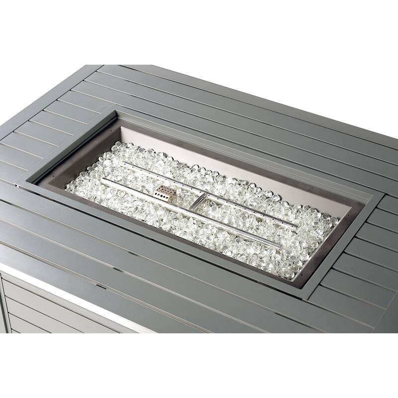 Rectangular 48 in. x 36 in. Aluminum Propane Fire Pit Table, Glass Beads, Two Covers, Lid, 57,000 BTUs - N/A