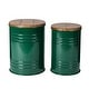 preview thumbnail 17 of 15, Glitzhome Holiday Decorative Nesting Metal Storage Accent Stool or Space Saver with Wood Lid, Set of 2 Green