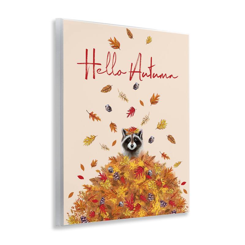 Stupell Hello Autumn Raccoon Wall Plaque Art Design By Elizabeth Tyndall