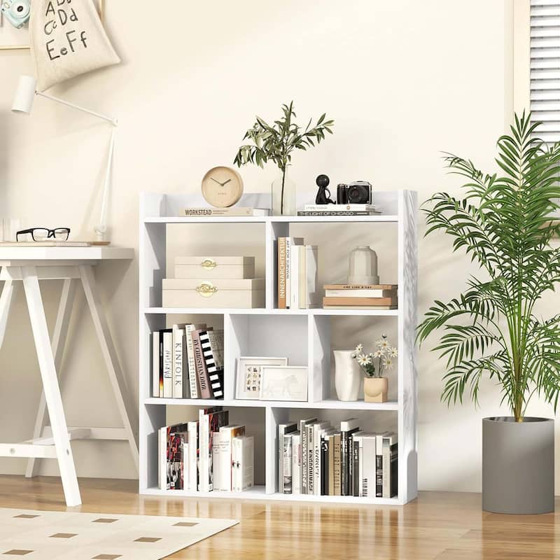1/2PCS Living Room 7-cube Bookcase Open Storage Shelf White