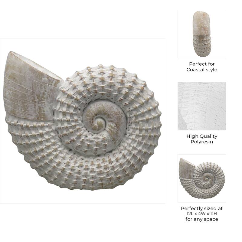 Polyresin Woven Shell Decor Figurine - White