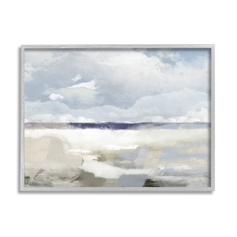 Stupell Layered Abstract Beach Scenery Distant Land Clouds Framed Wall Art, Design by Sophie 6 - Multi