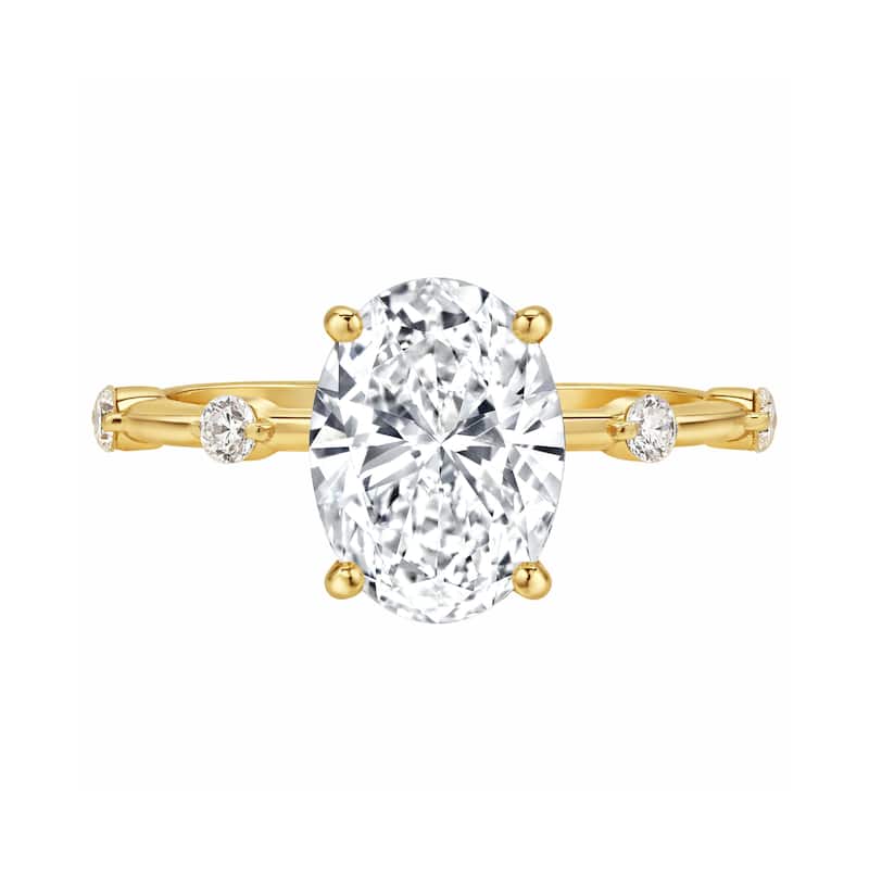 Auriya 14K Gold Tapered Oval Lab Grown Diamond Engagement Ring 1.12 - 5.28ct. tw. (F-G, VS)