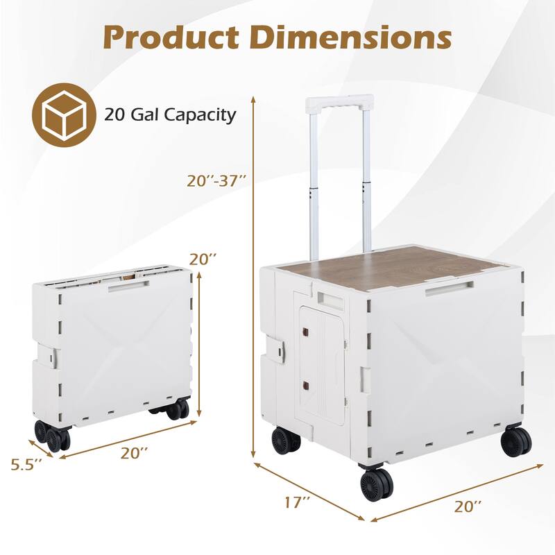 Gymax Foldable Utility Cart on 4 Rotate Wheels w/Telescoping Handle