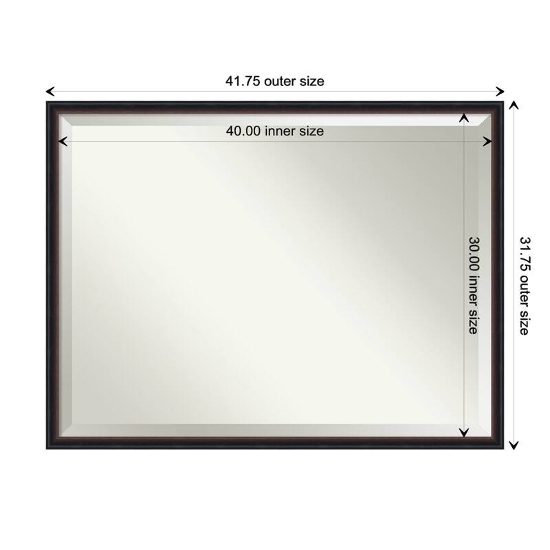 Salon Scoop Beveled Wood Framed Bathroom Vanity Wall Mirror - Salon Scoop Red Black - Glass Size 40x30