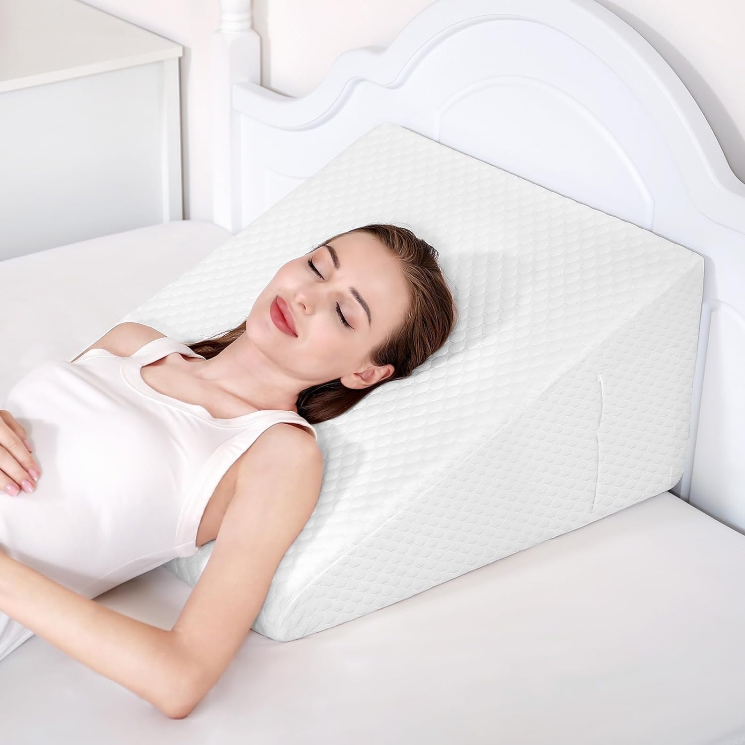 Wedge Pillow for After Surgery Premium 12 Bed Wedge Pillow for Sleeping with Memory Foam Top