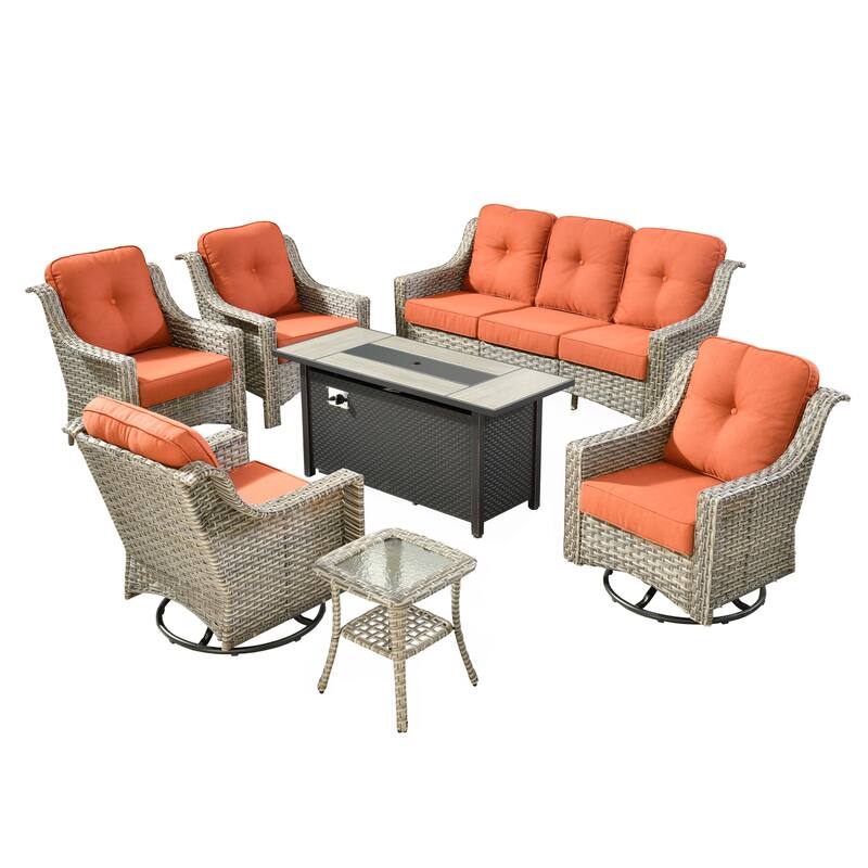 XIZZI 7-piece Outdoor Patio Furniture Set with Fire Table