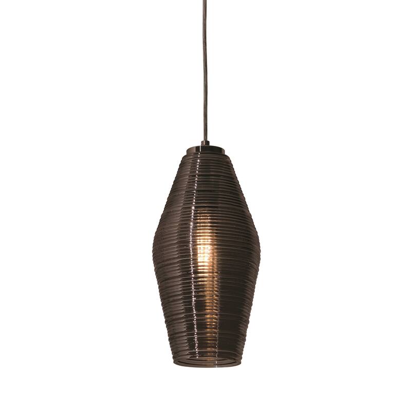 Mila 1-light Satin Nickel Pendant, Smoke Glass Shade - Satin Nickel