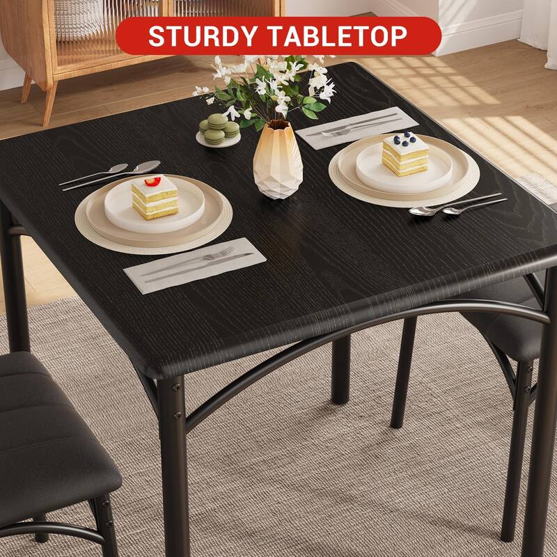 Round Dining Table Set for 2, Circle Kitchen Table and Chairs, Dining Room Table Set with Upholstered Chairs