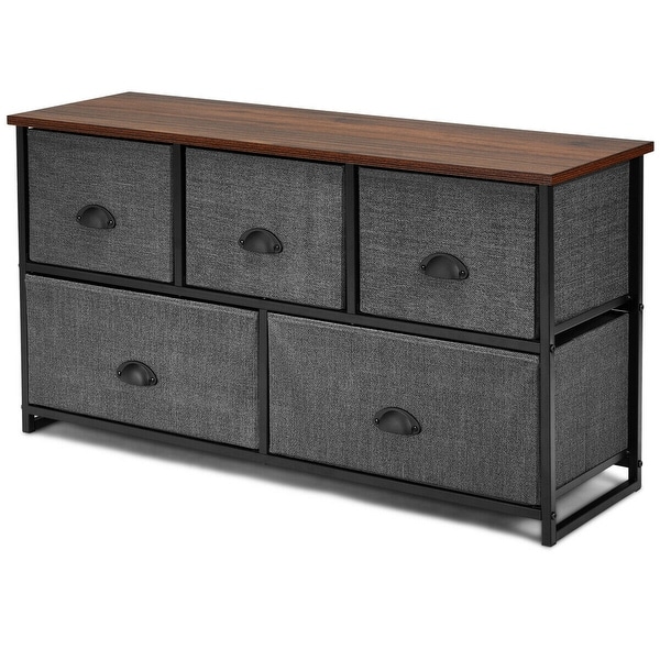 Gymax 5 Drawers Dresser Storage Unit Side Table Display Organizer Dorm. Opens flyout.