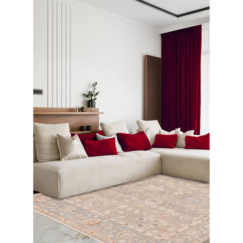 ECARPETGALLERY Hand-knotted Modern Oushak Grey Wool Rug - 7'11 x 9'11