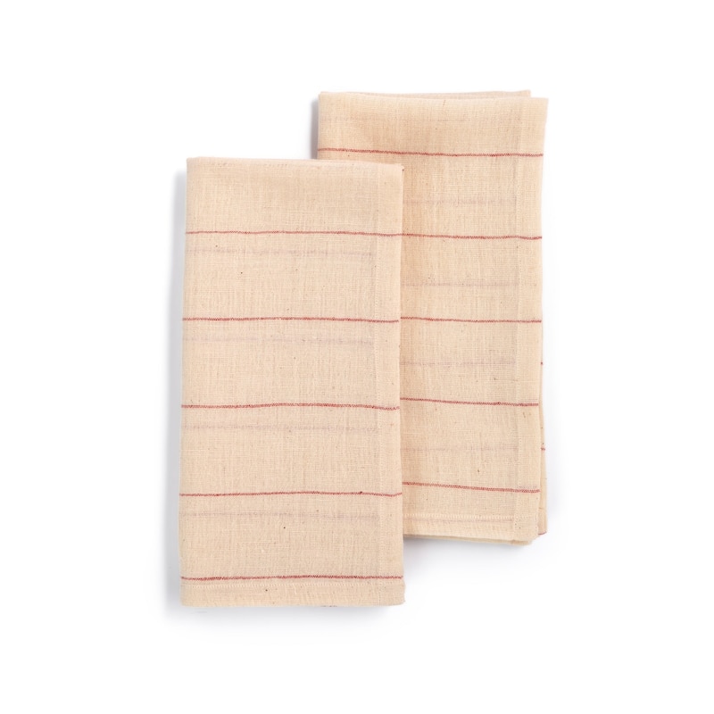 BELIEVE Napkins by Sustainable Threads | Handmade | 100% Cotton | Fair Trade | Eco-Dyed | 20"x20" (Set of 2) -  Set of 2, 20"x20" by Sustainable Threads|Red