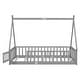 preview thumbnail 7 of 13, Twin Tent-shaped Floor Bed, Pine Fun Playhouse Bed Frames, With Guardrails, Slats, Door, House Bed Frame With Roof