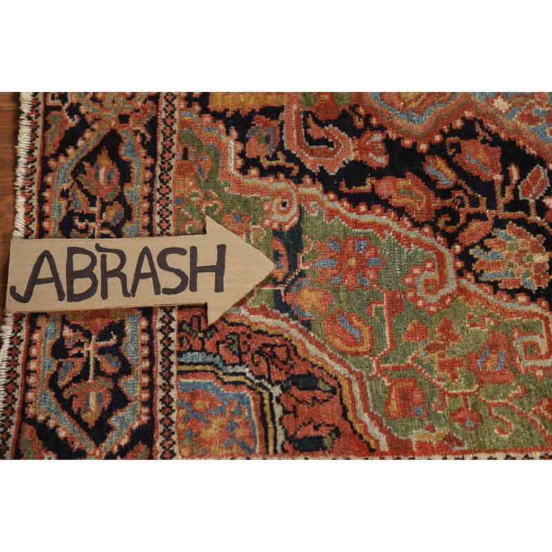 Hand Knotted Oriental 100% Wool Carpet Traditional Medallion Navy Blue & Blues Sarouk Area Rug - 4' 7'' X 3' 6''