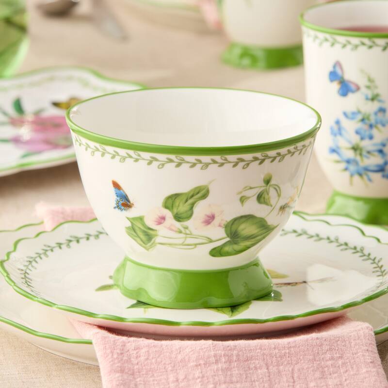 Certified International Mirabella 5.25" Footed Ice Cream/Dessert Bowls, Set of 4 Assorted Designs - 5.25"L x 5.25"W x 3.75"H