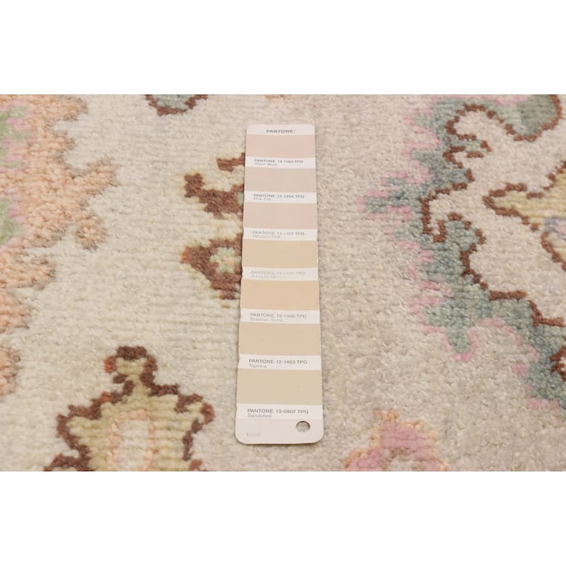 ECARPETGALLERY Hand-knotted Modern Oushak Ivory Wool Rug - 2'5 x 7'10