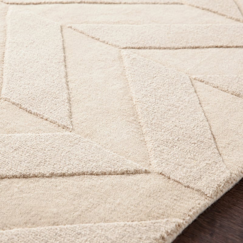 Hand-Woven Ann Tone-on-Tone Zig-Zag Wool Area Rug