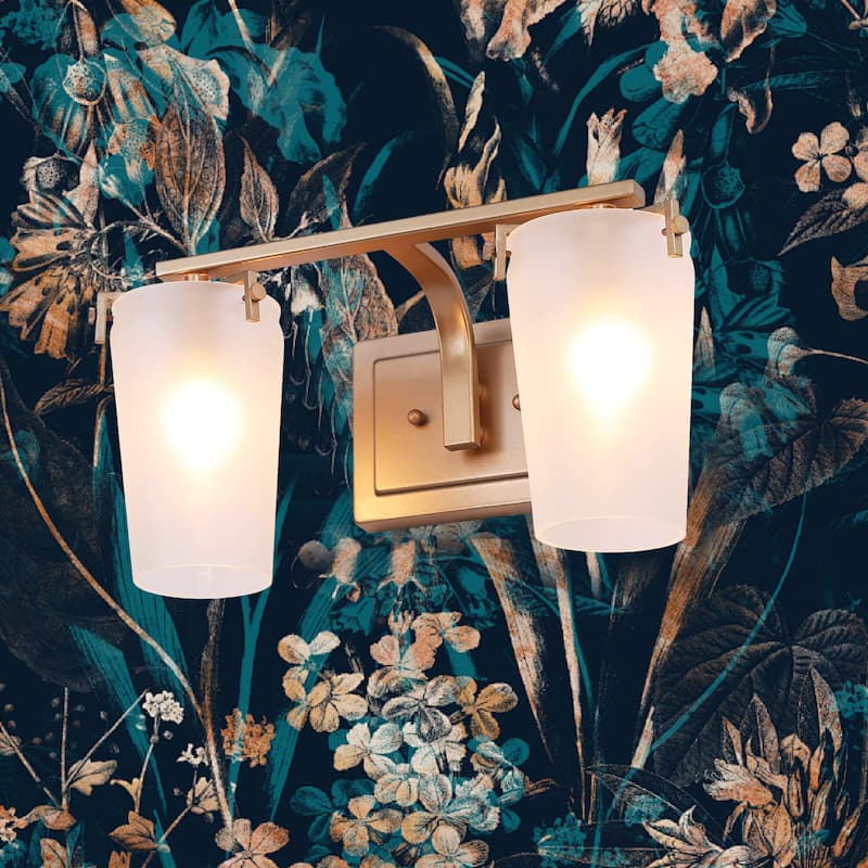 14 Inch 2-Light Dark Gold Curved Arms Wall Sconce Vanity Light for Modern Farmhouse Bathroom Living Room Hallway
