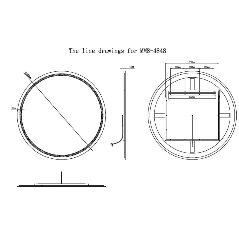 Modern Mirrors Solstice Round LED Lighted Bathroom Vanity Mirror, Wall Mounted Makeup Mirror with Defogger - 24 Inches