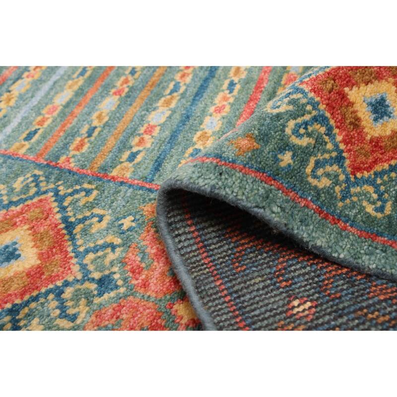 ECARPETGALLERY Hand-knotted Peshawar Ziegler Teal Wool Rug - 5'8 x 7'8