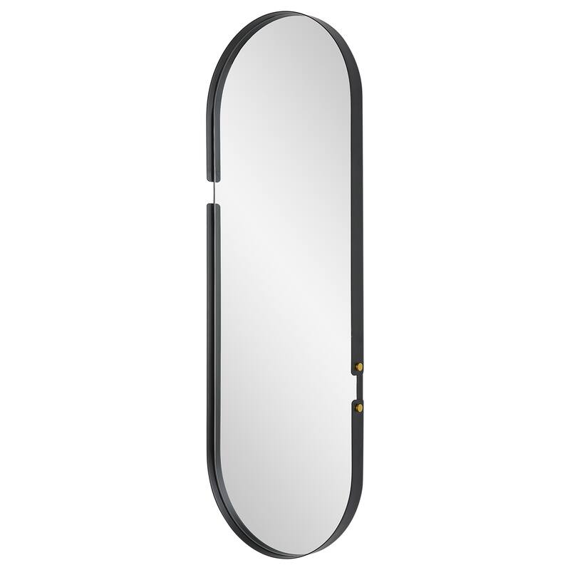 Matte Black Oval Mirror - 14.96"W x 43.31"H x 1.57"D