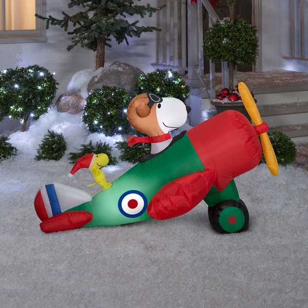 Gemmy Christmas Airblown Inflatable Snoopy in Airplane Scene Peanuts, 2 ...