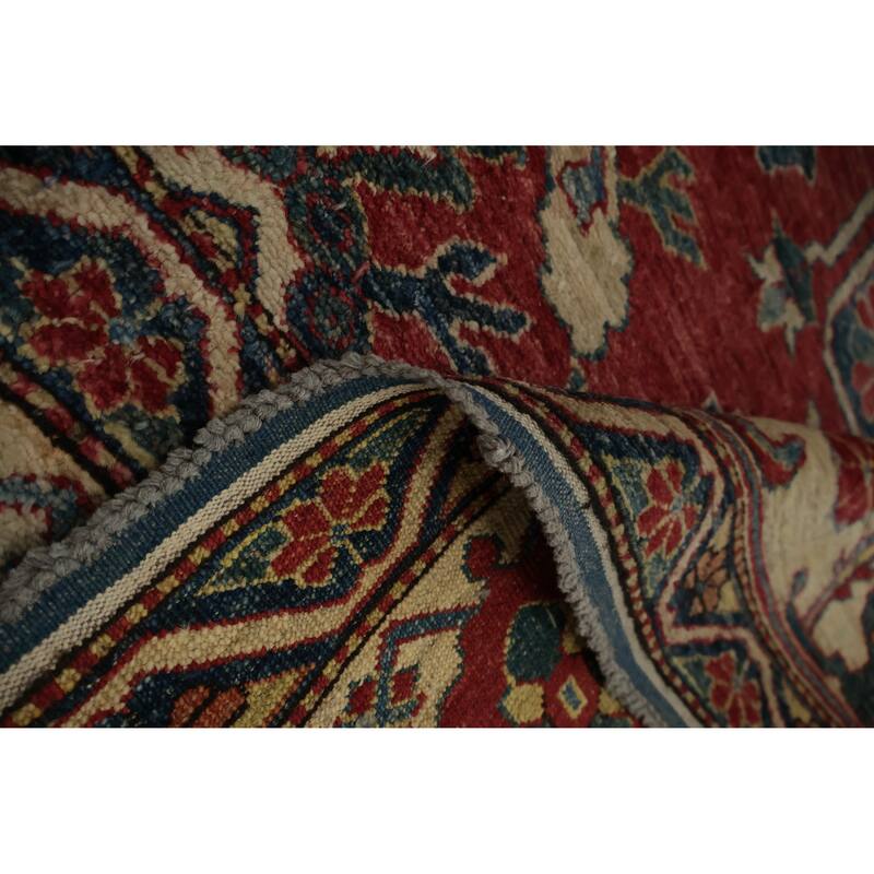 Hand Knotted Oriental 100% Wool Carpet Traditional Floral Red Kazak Area Rug - 10' 11'' X 7' 6''