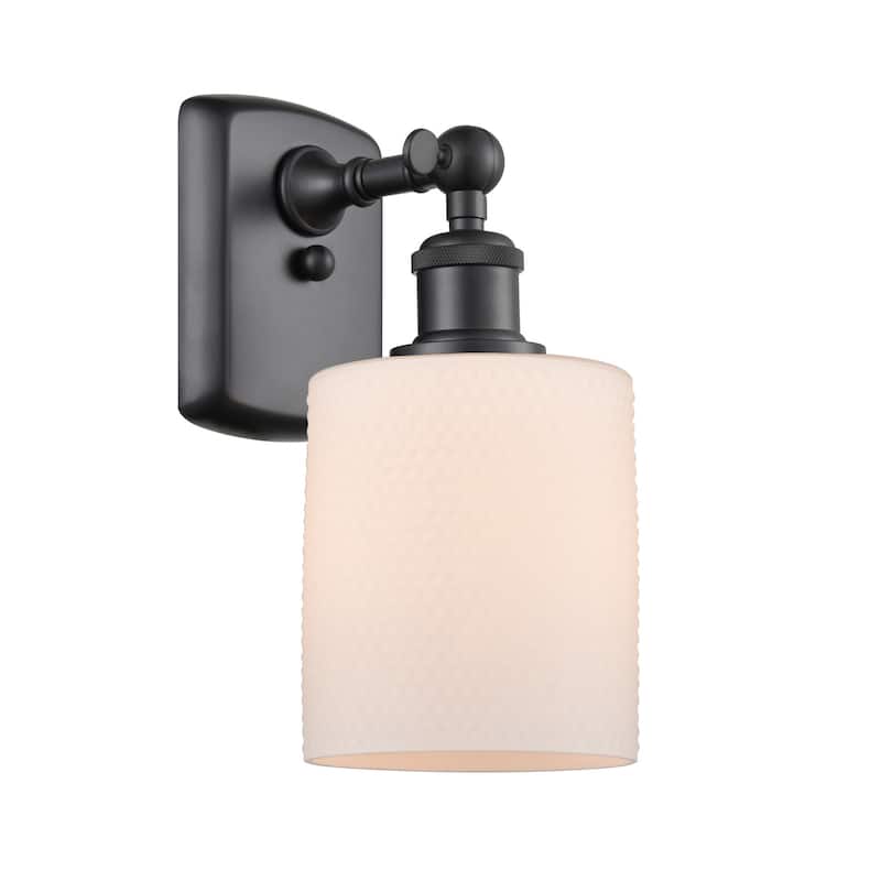 Innovations Lighting Cobbleskill 9" Tall Bathroom Sconce - Matte Black / Matte White