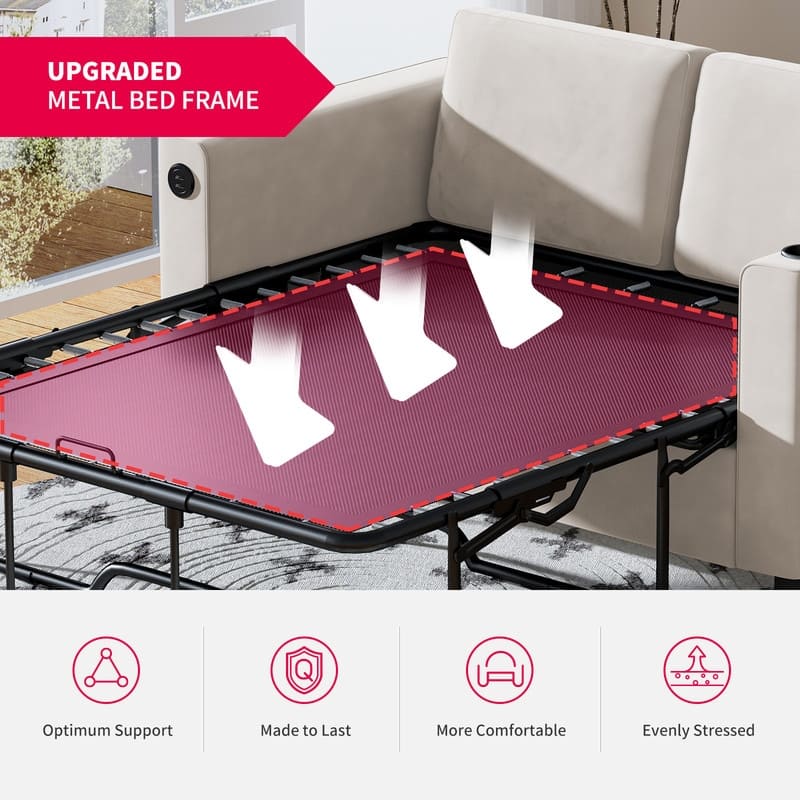 Mixoy Pull Out Sofa Bed,Sleeper Sofa Couch with Memory Foam Mattress,Cup Holder,USB,Pull Out Couch Bed